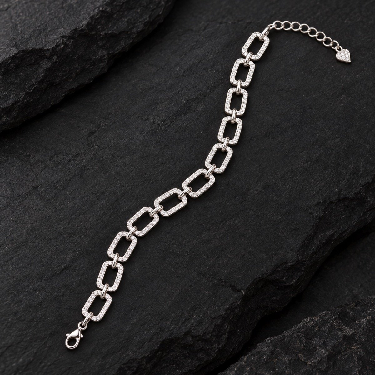 Radiant Rectangle Silver Bracelet