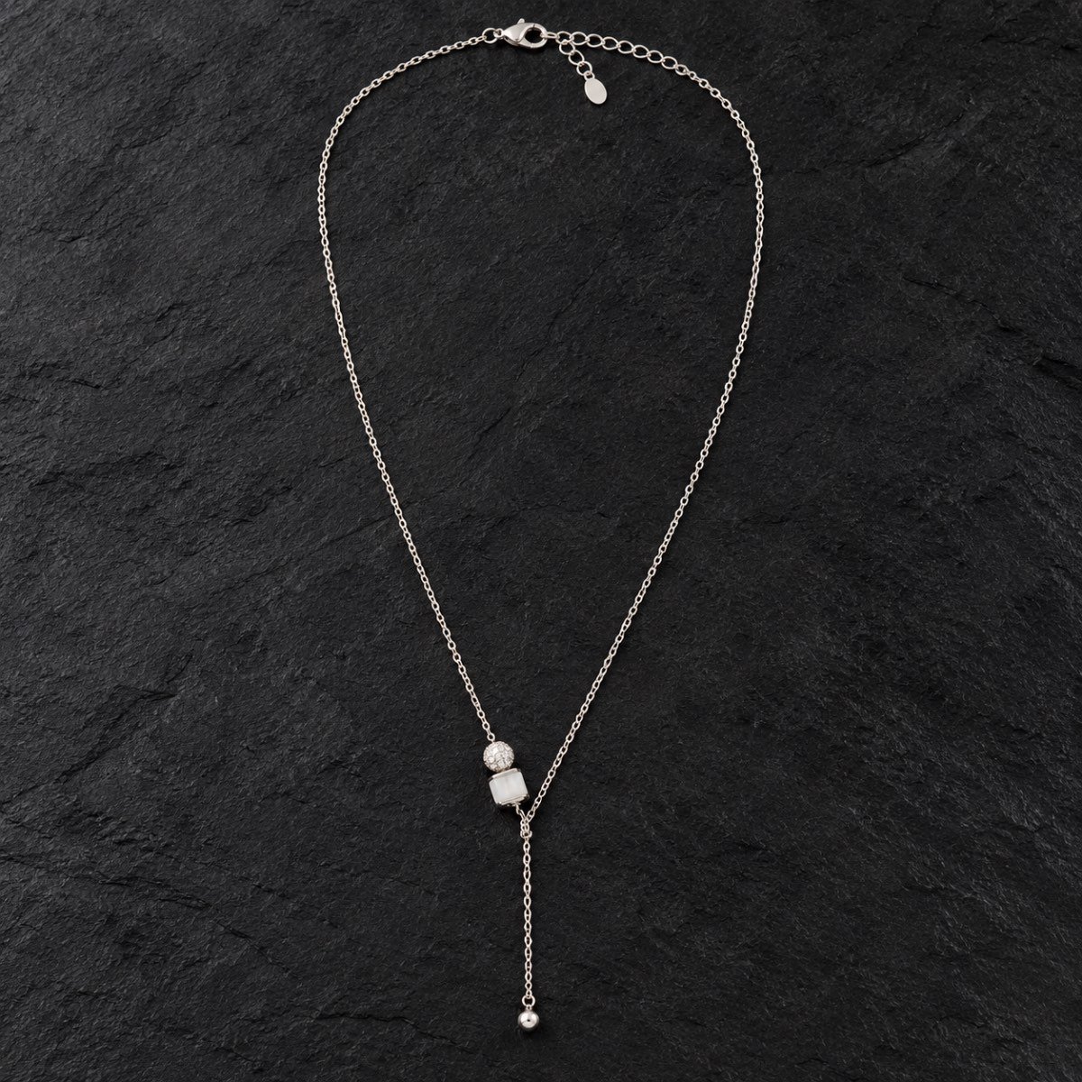 Celestial Cube Drop Silver Necklace