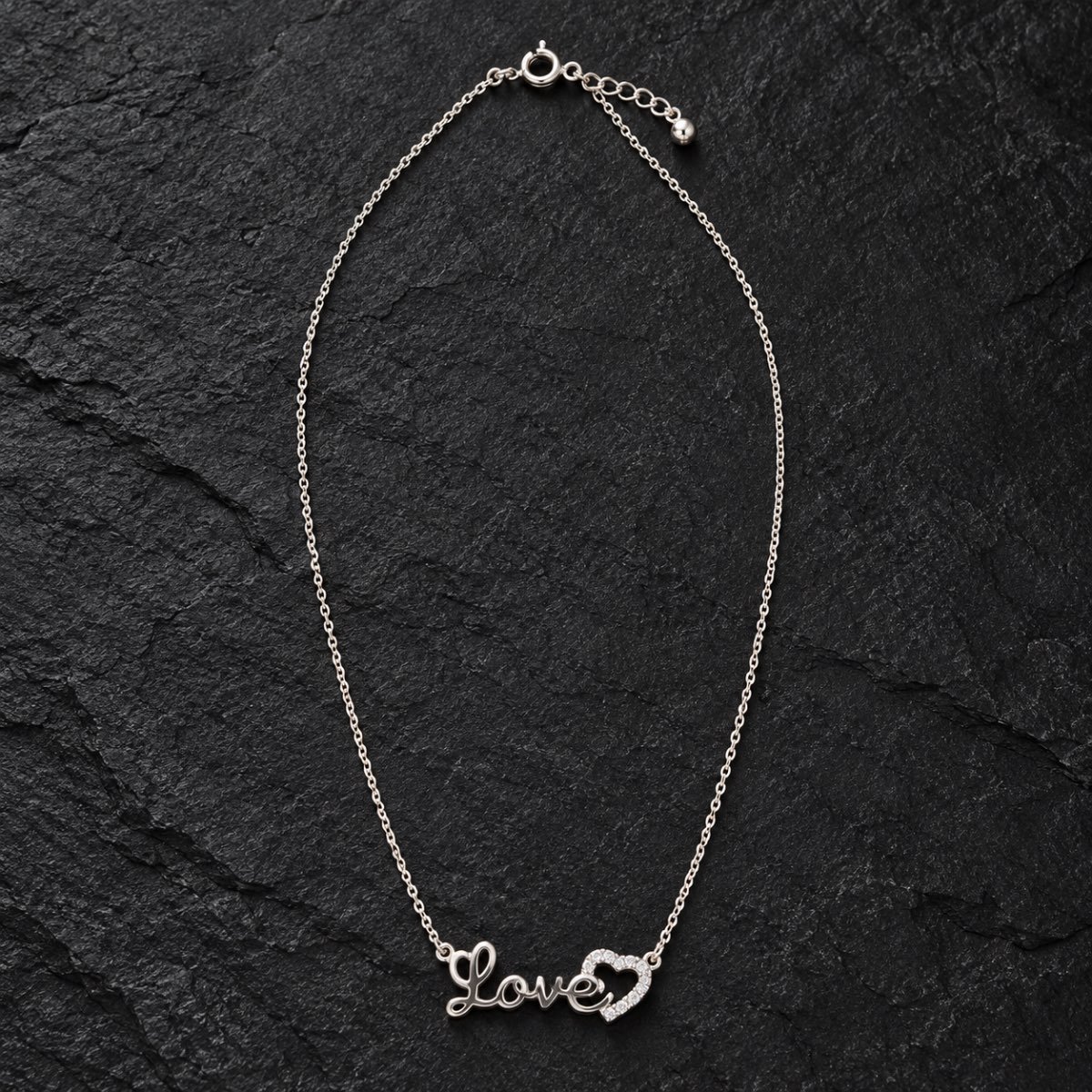 Love Whisper Heart Silver Necklace