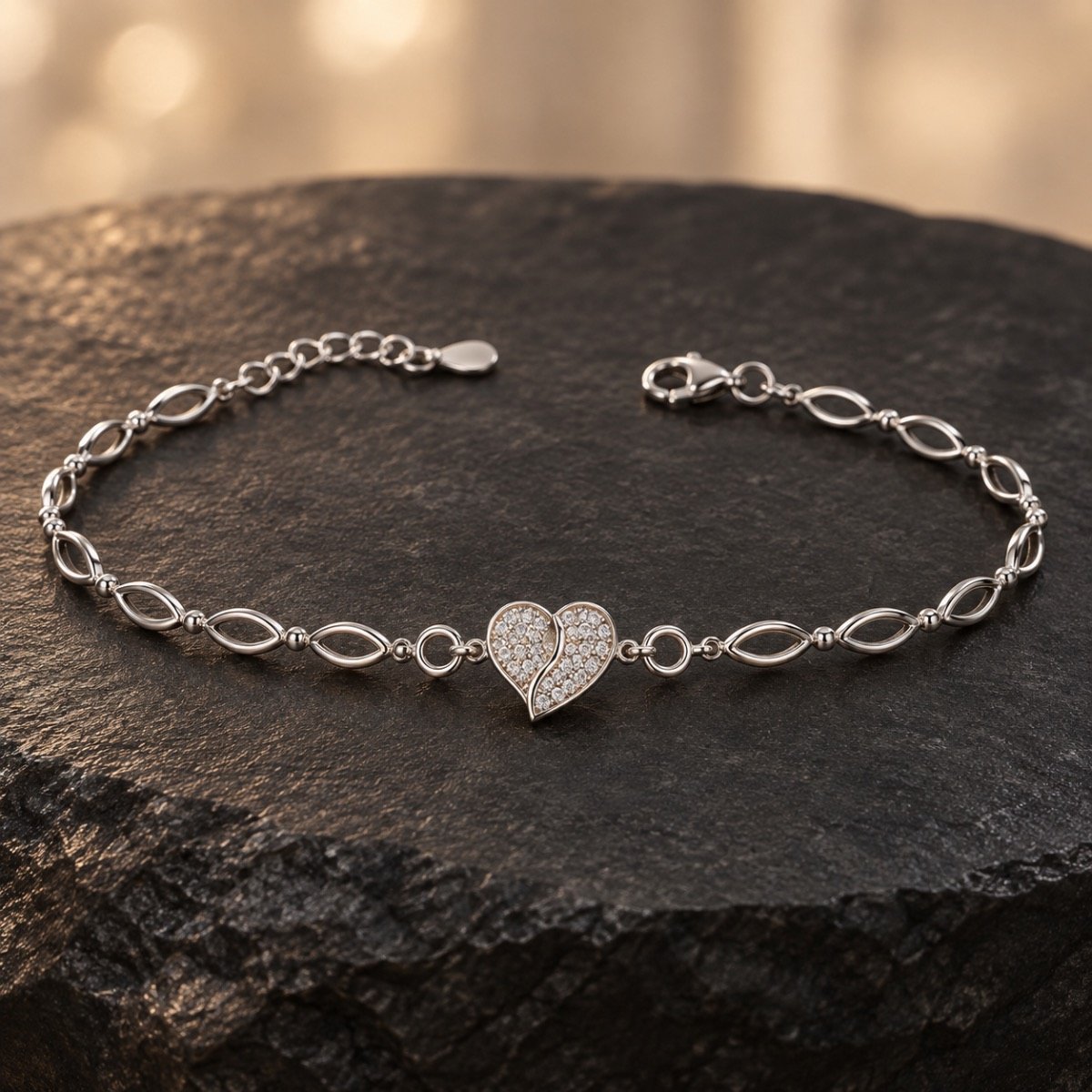 Entwined Hearts Silver Bracelet