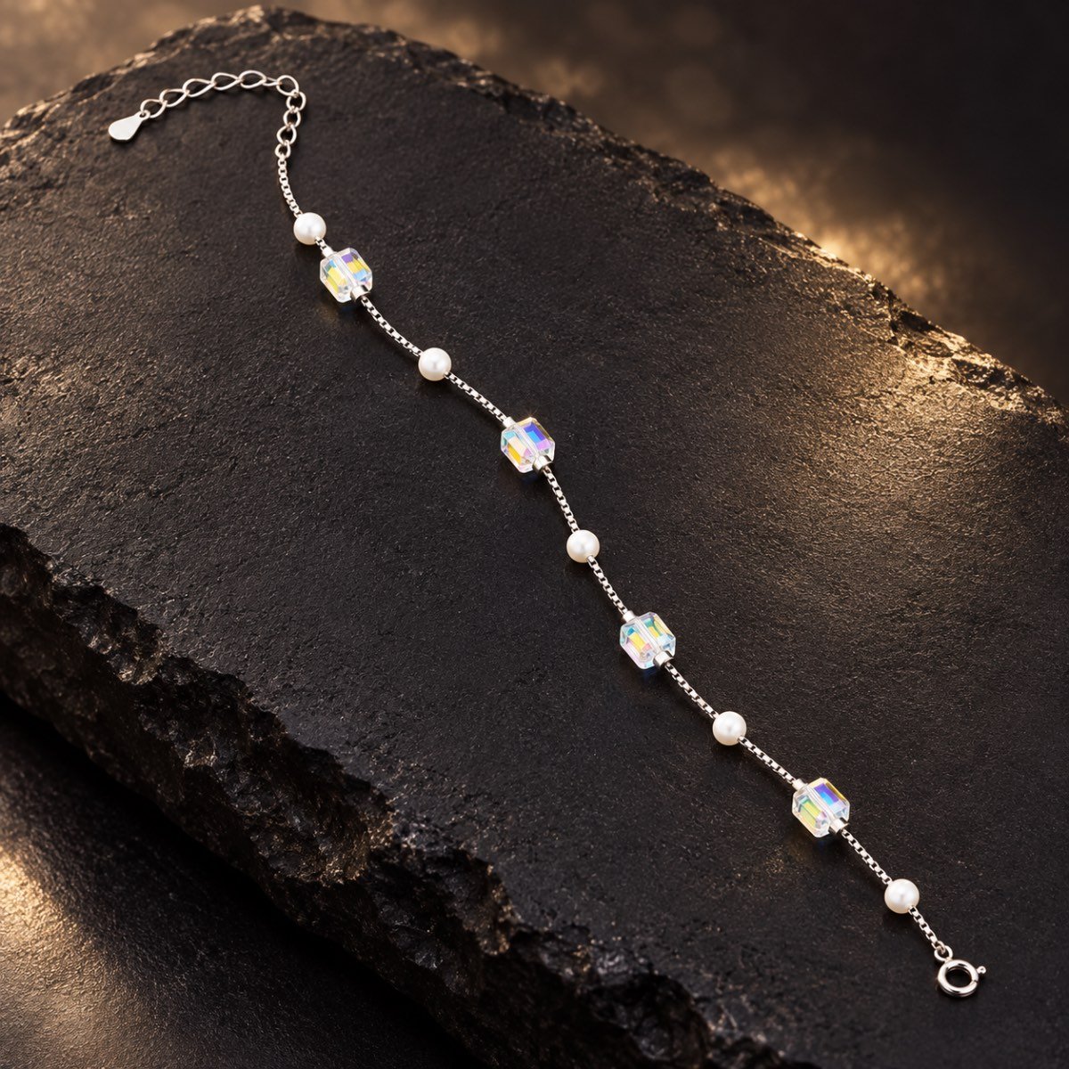 Aurora Crystal Silver Bracelet